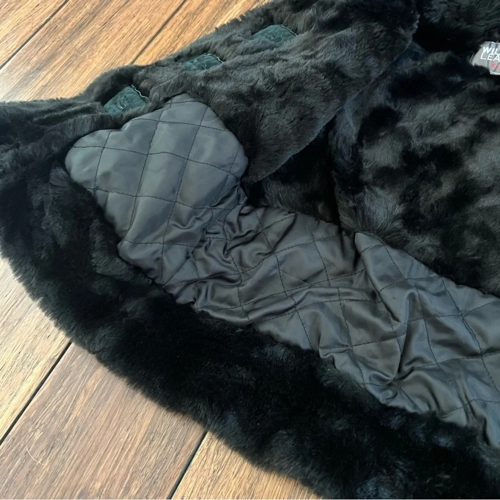 Wilsons Leather Girls Black Suede Fur Trimmed Coat XS Kids Hooded 4 5 Jacket